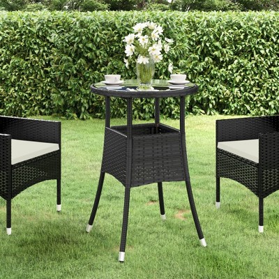 vidaXL Garden Table Black Poly rattan Standard Lightweight