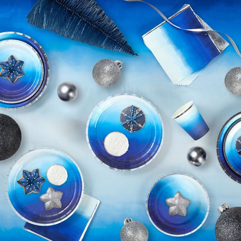 Sparkle and Bash 202 Pieces Blue Party Supplies - Serves 50 Blue and Silver Birthday Decorations with Plates, Napkins, Cups & Tablecloths, 2 of 10