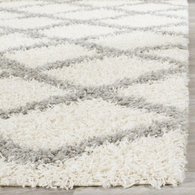 Ivory & Grey Diamond Shag Synthetic Area Rug, 8' x 10'
