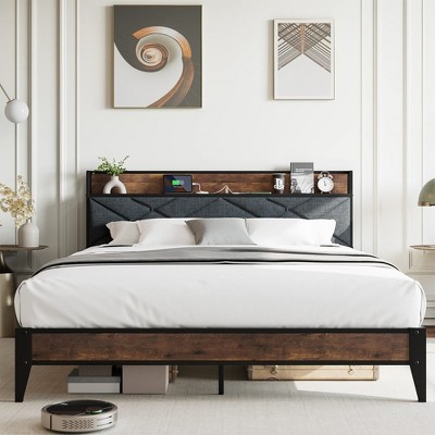 Storage Headboard with Charging Station