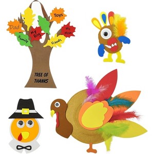 4E's Novelty 4pcs Thanksgiving Craft for Kids- Turkey Plate, Pilgrim Magnet, Turkey Monster, Thankful Tree - Thanksgiving Arts & Craft for Kids/Adults - 1 of 4