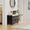 Fortune Candy 32'' Solid Wood Entryway Bench with Storage Cabinet, Removable Basket and Linen Cushion, Indoor Shoe Organizer - 3 of 4