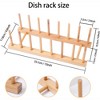 OUTSUPPLY 2-Pack Multi-Functional Bamboo Dish Rack, Plate & Lid Organizer for Kitchen Cabinets, Hooks - 2 of 4