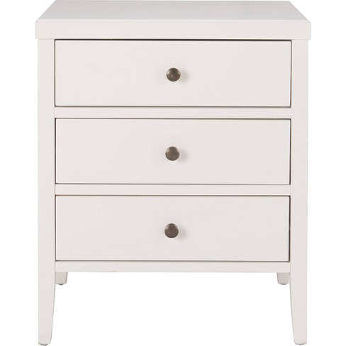Finley Solid Wood 3 Drawer Nightstand, White Wooden Drawer Nightstand