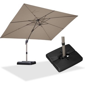 PURPLE LEAF Deluxe Aluminum Outdoor Patio Umbrella Square Cantilever Umbrellas - 1 of 4