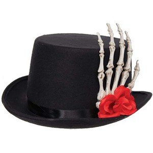 Underwraps Black Top Hat with Skeleton Hand Adult Costume Accessory - 1 of 1