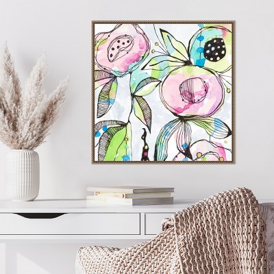 Beaded Bronze Framed Abstract Floral Canvas Art