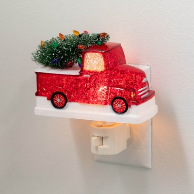 5"H Sullivans Christmas Red Christmas Truck Nightlight  Red-Green