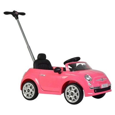 Pink Fiat 500 Toddler Push Car Stroller with Lights