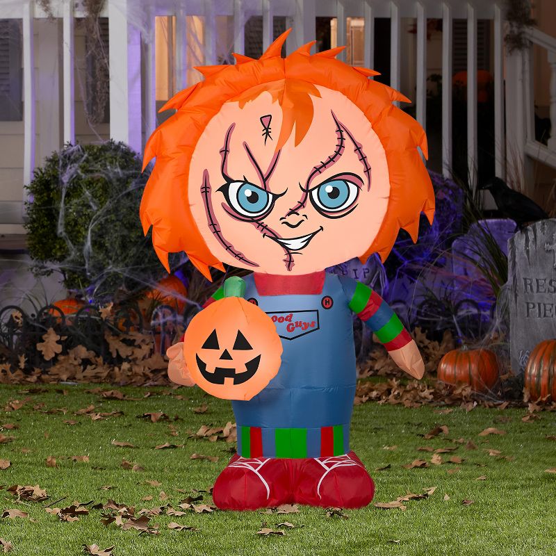 Gemmy Halloween Airblown Inflatable Stylized Chucky Universal, Orange, 2 of 5