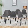 Gulches Comfortable Linen-Cotton Dining Chair Set of 6 Dark Gray with Integrated Seat Backrest Black Metal Legs Adjustable Anti-Slip Feet - 2 of 4