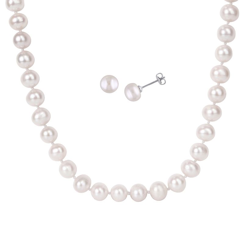 9-10mm Freshwater Cultured Pearl Necklace and 8-9mm Freshwater Cultured Pearl Earring Set, 1 of 6