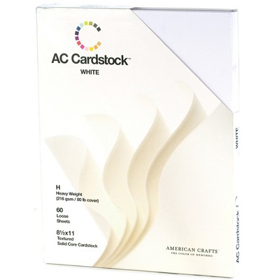 American Crafts Textured Cardstock Pack 8.5"X11" 60/Pkg-Solid White