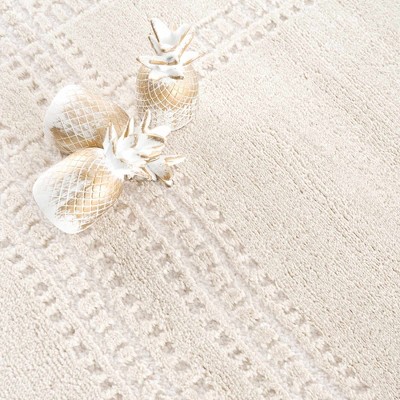 Ryuu Ivory High Pile Shag Area Rug 2' x 3'