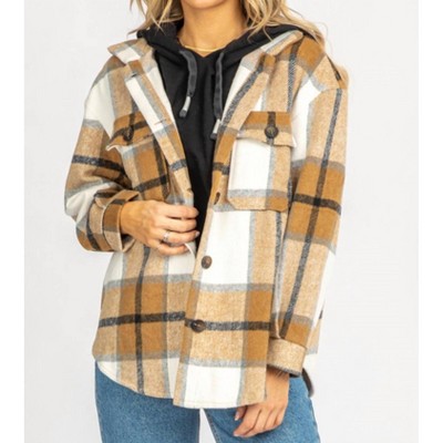Women's PLAID SHIRT JACKET - trend:notes