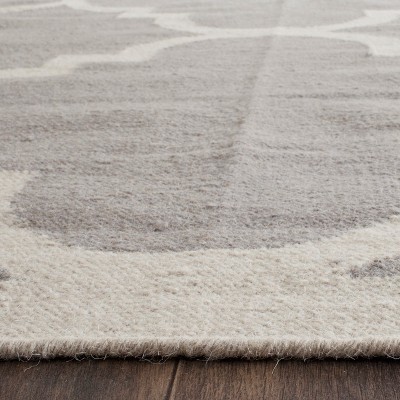 Handmade Dark Grey and Ivory Wool Geometric Area Rug