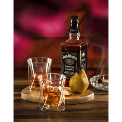 Lacey 10oz Clear Borosilicate Double Wall Whiskey Glass Set