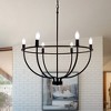 DORESshop Black 6-Light KD Large Round Ring Pendant Chandelier, 28.35-in E12 Ceiling Light, No Bulbs Included for Kitchen, Dining Room, Living Room - 4 of 4