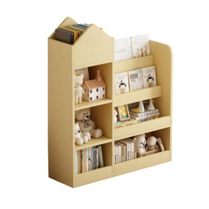 TopComfy Decorative Bookshelf Kids Bookshelf Toy Storage Organizer with Bookcase Kids Storage Unit with 2 Baskets for Kids, Beige, 39.5"*15.5"*6.9" - 1 of 4