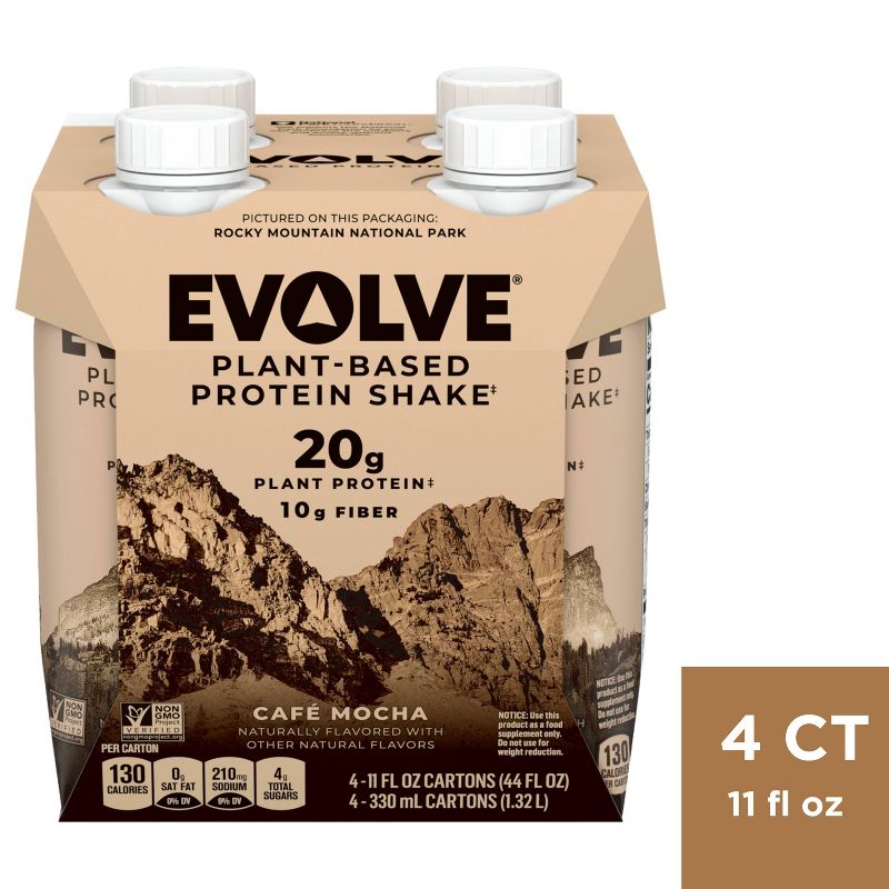 Evolve Plant Based Protein Shake - Mocha - 11 fl oz/4pk, 1 of 7