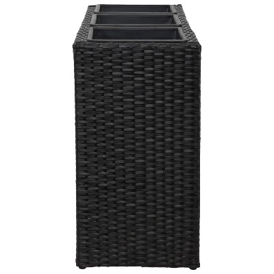 Large Black Polypropylene Wicker Planter Box with Steel Frame