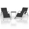 Outdoor Chaise Lounge Chairs Set of 3,Aluminum Patio Chaise Lounge 2 Chair Set with Table, for Poolside, Garden, and Beach - Recliners - 4 of 4