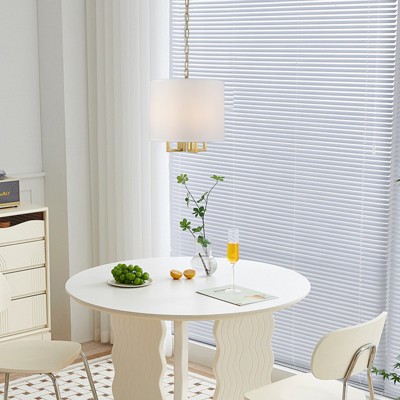 PAKOKULA 4-Light Gold Drum Chandelier with White Fabric Shade