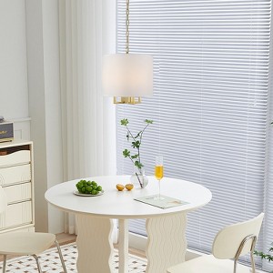 PAKOKULA 4-Light Gold Drum Chandelier with White Fabric Shade - 1 of 4