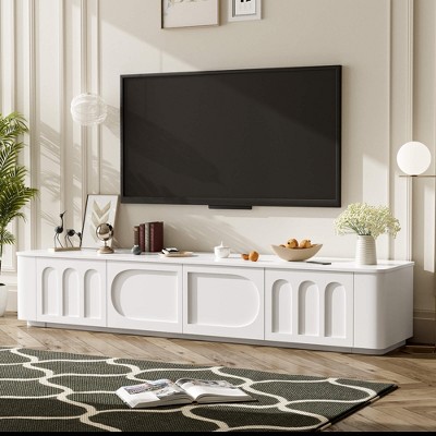 ORRD Modern TV Stand, Entertainment Center Media Console Cabinet with 2 Cabinets and 2 Drawers For Living room, Up to 75