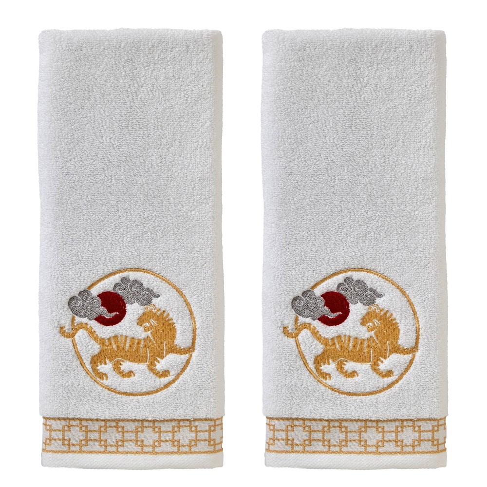 Photos - Towel 2pc Vern Yip Zodiac Tiger Hand  Set White - SKL Home