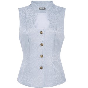 INSPIRE CHIC Women's U-Neck Single-Breasted Jacquard Gothic Steampunk Waistcoat - 1 of 4