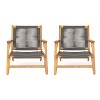 Christopher Knight Home Jana Outdoor Rope Weave Acacia Wood Lounge Accent Chair (Set of 2) - 2 of 4