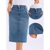 INSPIRE CHIC Women's Denim Back Slit Stretchy High Waisted Midi Jean Skirt - 2 of 4