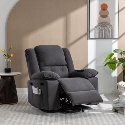 CAVINAS 20 Inch Modern Recliner Chair for Elderly,Upholstered Home Theater Seating with Backrest,Side Pocket and Adjustable Footrest