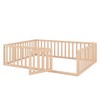 CAVINAS Queen Size Wood Montessori Bed,Modern Floor Bed Frame with Safety Fence and Door,Toddler Bed for Bedroom,Natural - 4 of 4