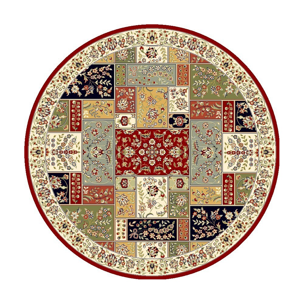 Gray Blue Floral Loomed Round Area Rug 8' - Safavieh