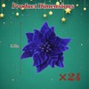 24 Pcs Poinsettia Flowers Artificial, 6.3 in Large Velvet Christmas Flowers with Stems, Floral Picks for Christmas Tree Wreath Ornaments Decor - 4 of 4