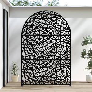 Arch-Shaped Mesh Black Galvanized Steel Divider | 183H x 120W x 40D cm - 1 of 3