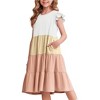 Arshiner Girl's Summer Dresses Ruffle Sleeve Tiered Swing Midi Casual Sundress with Pockets - 3 of 4