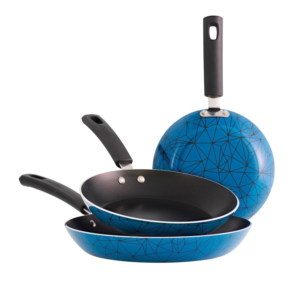 Photos - Pan Tramontina 3pk Aluminum Nonstick Fry  - Blue/Black Pattern 