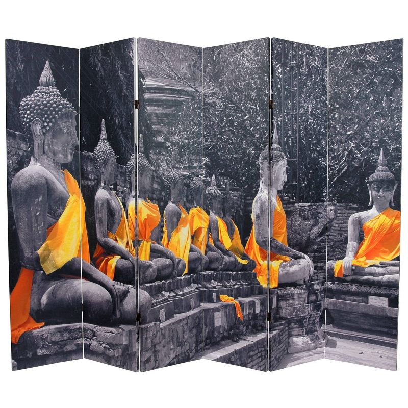 6&#34; Double Sided Golden Buddha&#39;s Room Divider Gray - Oriental Furniture, 3 of 4