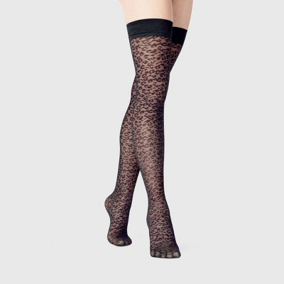 snake print thigh highs