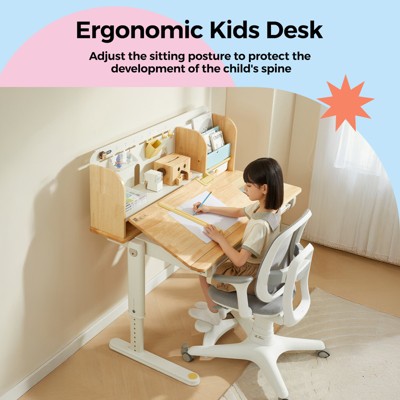 UNISOAR Wooden Kids Study Desk Adjustable Table Children Study Desk