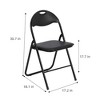 Black 4 Pack Folding Chair, Metal Frame Foldable Chairs with PU Leather Cushion and Back, Indoor or Outdoor Portable Stackable Chair - 3 of 4