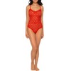 Smart & Sexy Women's Sheer Lace & Mesh Bodysuit Flame Scarlet