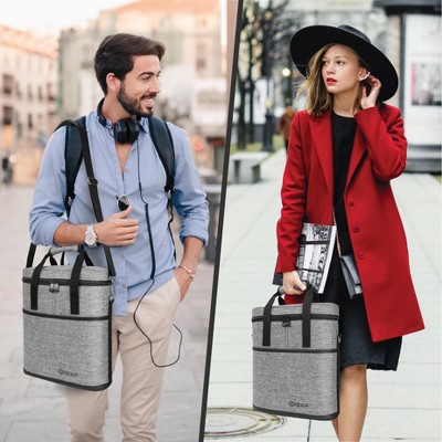 Heather Gray Insulated 3 Bottle Wine Carrier Tote