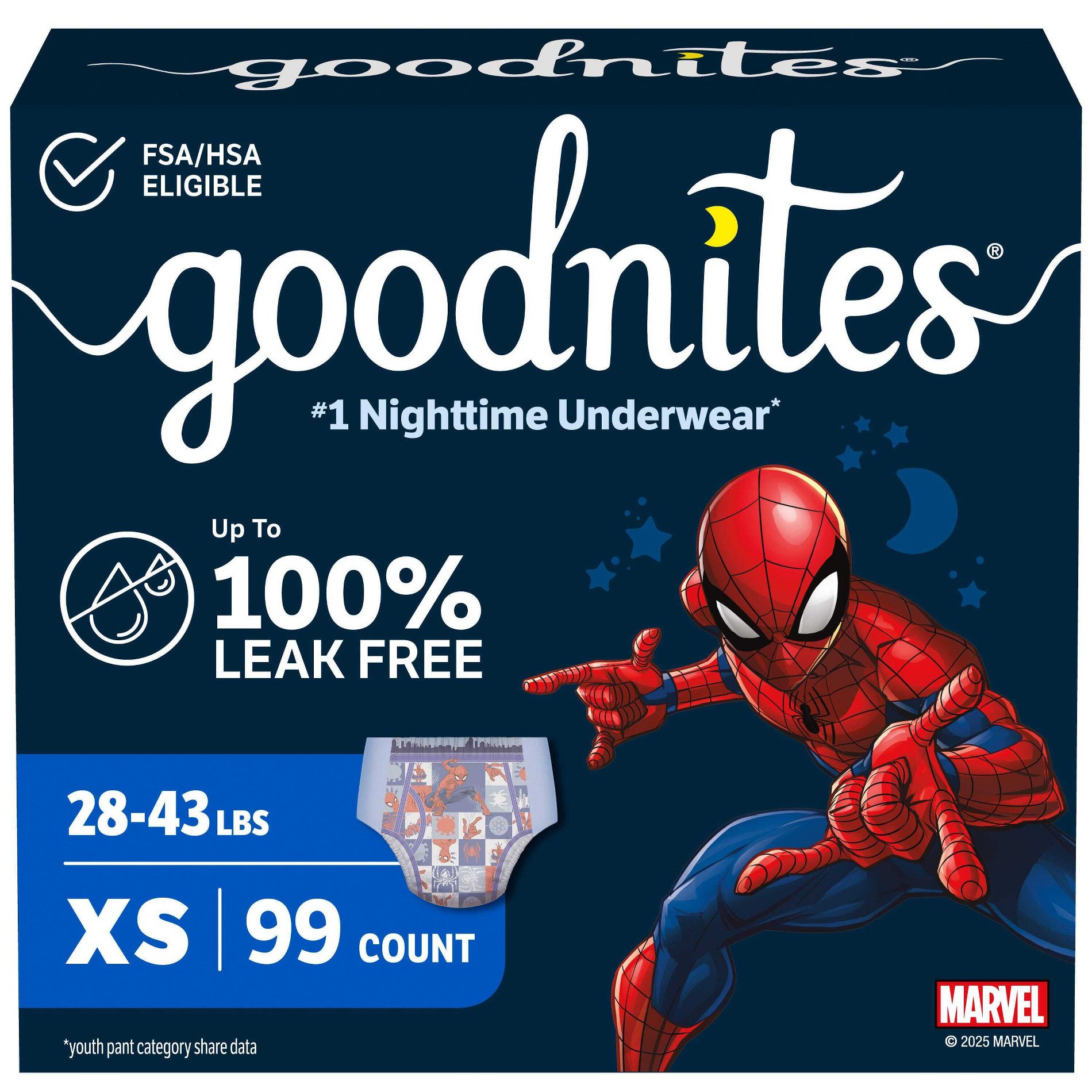 Goodnites Boys' Nighttime Bedwetting Disposable Underwear -Size XS - 99ct
