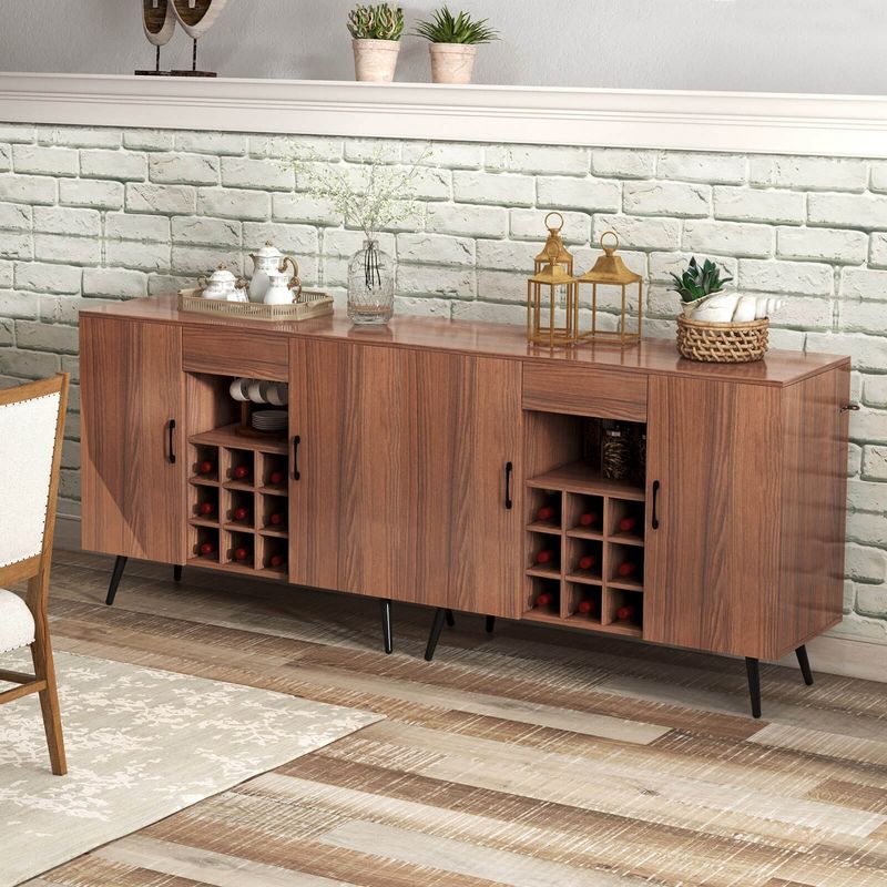 Costway Buffet Sideboard Cabinet Wine Bar Cabinet with Drawer & Adjustable Shelves, 5 of 11