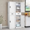 USIKEY 67“ Tall Bathroom Cabinet, Storage Cabinet with 4 Shelves & 2 Doors, Narrow Storage Cabinet for Living Room, Home Office, White - 3 of 4