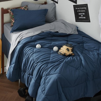 5/7 Pcs Bed in a Bag with Contrast Color Solid Design Bedding Set